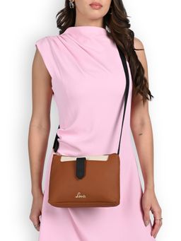 Lavie - Womens Colorblock Keiko Top Zip Sling Bag - Tan (L)