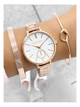 Joker and Witch - Joker & Witch Monica Sleek White Stack Watch With Bracelet For Women (Pack of 3) (JWBS114)