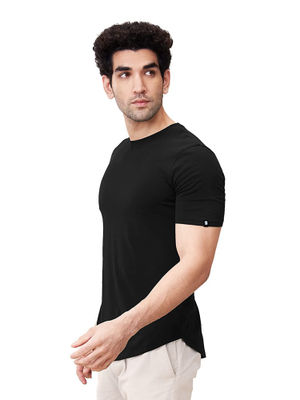 Buy The Souled Store Men Supima Cotton Black Supima Drop Cut T-shirts