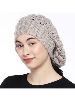 Magic Needles - Women Off-White Self Design Beanie