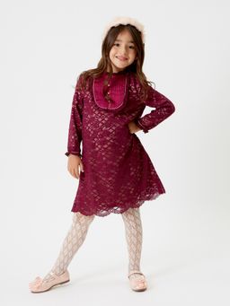 One Friday - Deep Maroon Lacework Dress