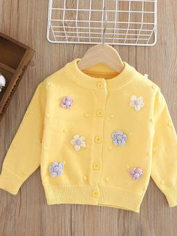 Hopscotch - Girls Yellow Polyester Blend Sweater