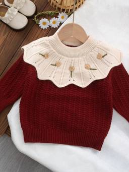 Hopscotch - Girls Maroon Polyester Sweater