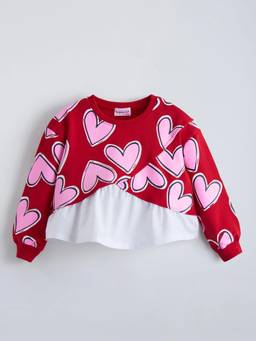 Hopscotch - Girls Red Cotton Blend Sweatshirt