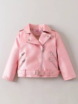 Hopscotch - Girls Pink PU Jacket with Belt