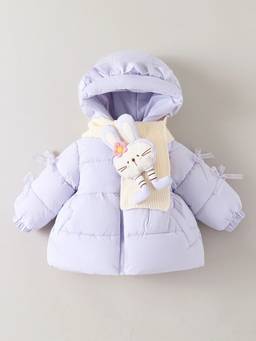 Hopscotch - Girls Purple Polyester Long Coat with Scarf
