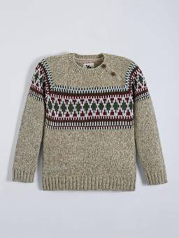 Hopscotch - Boys Beige Acrylic Sweater