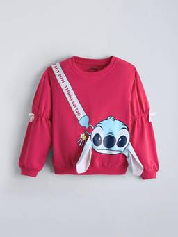 Hopscotch - Girls Pink Cotton Sweatshirt