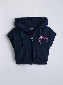 Hopscotch - Girls Navy Blue Cotton Sweatshirt