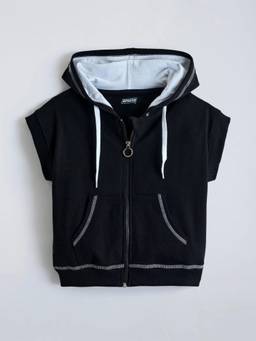 Hopscotch - Girls Black Cotton Sweatshirt