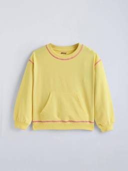 Hopscotch - Girls Yellow Cotton Sweatshirt