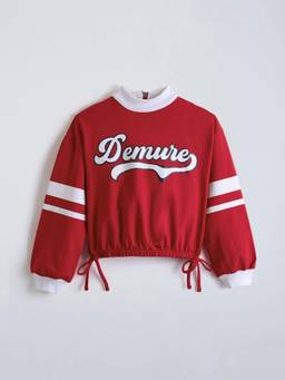 Hopscotch - Girls Red Cotton Sweatshirt