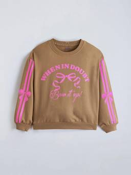 Hopscotch - Girls Brown Cotton Sweatshirt