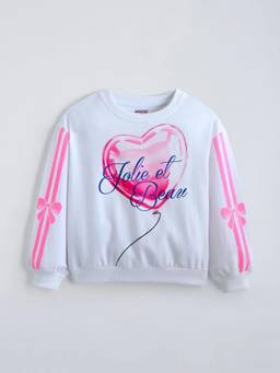 Hopscotch - Girls White Cotton Sweatshirt