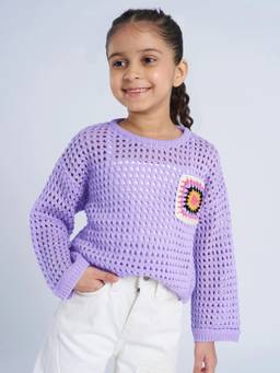 Hopscotch - Girls Purple Acrylic Sweater