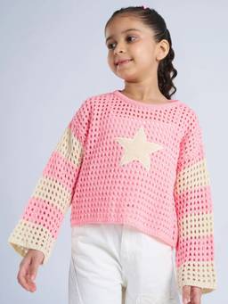 Hopscotch - Girls Pink Acrylic Sweater