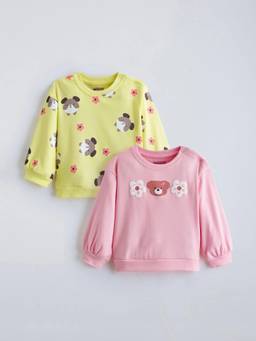 Hopscotch - Girls Pink Cotton Sweatshirt