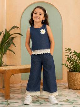 Superminis - Girls Blue Denim Top with Trouser
