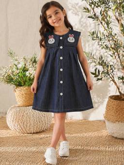 Superminis - Girls Navy Blue Denim Dress