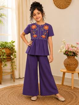 Superminis - Girls Purple Cotton Top with Trouser