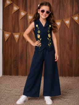 Superminis - Girls Navy Blue Cotton Top with Trouser