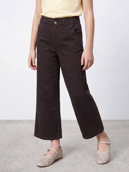R&B - Girls Brown Cotton Blend Trouser