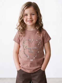 R&B - Girls Brown Cotton T-shirt