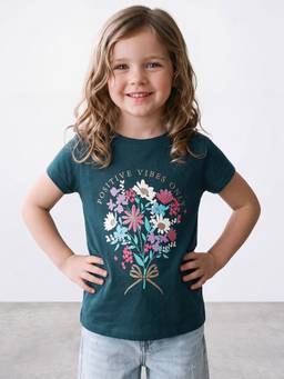 R&B - Girls Green Cotton T-shirt