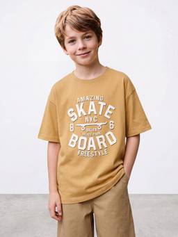 R&B - Boys Mustard Cotton T-shirt