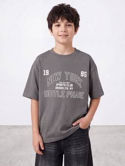 R&B - Boys Grey Cotton T-shirt
