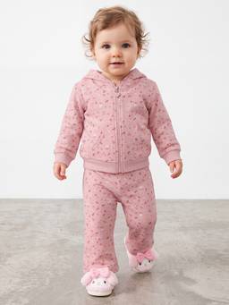 R&B - Girls Pink Cotton Blend Sweatshirt with Pant