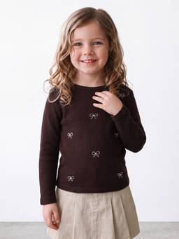 R&B - Girls Brown Cotton Blend Top