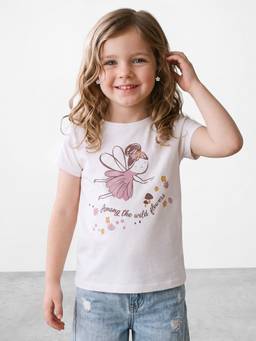 R&B - Girls Beige Cotton T-shirt