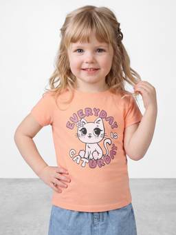 R&B - Girls Orange Cotton T-shirt