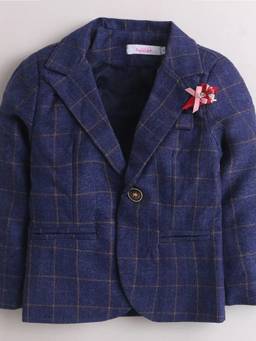 Hopscotch - Boys Navy Blue Cotton Blend Jacket