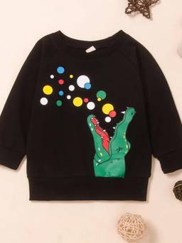 Hopscotch - Boys Black Cotton Blend Sweatshirt