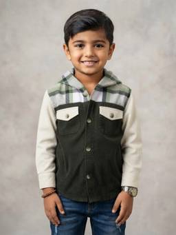 KiddoPanti - Boys Green Cotton Shirt