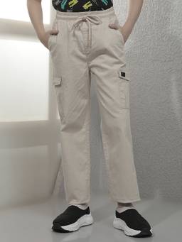 CRIMSOUNE CLUB - Boys Beige Cotton Track pant