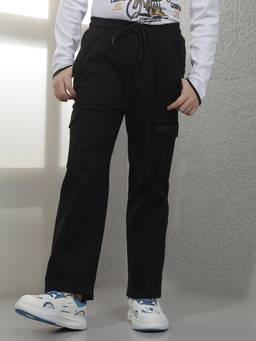 CRIMSOUNE CLUB - Boys Black Cotton Track pant