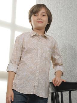 CRIMSOUNE CLUB - Boys Beige Cotton Blend Shirt