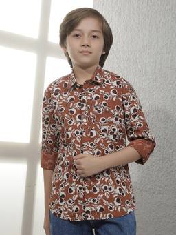 CRIMSOUNE CLUB - Boys Brown Cotton Shirt