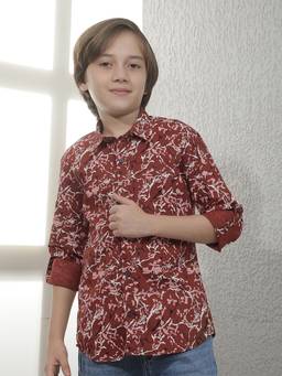 CRIMSOUNE CLUB - Boys Wine Cotton Shirt