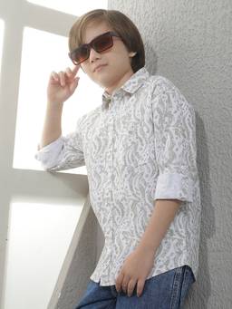 CRIMSOUNE CLUB - Boys Olive Cotton Shirt