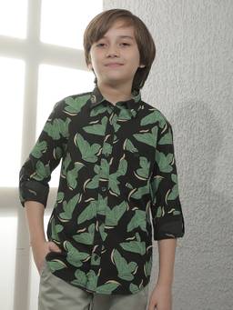 CRIMSOUNE CLUB - Boys Green Cotton Shirt
