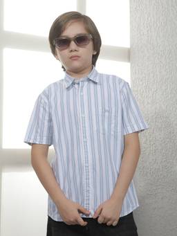 CRIMSOUNE CLUB - Boys Blue Cotton Shirt