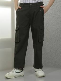 CRIMSOUNE CLUB - Boys Olive Cotton Trouser