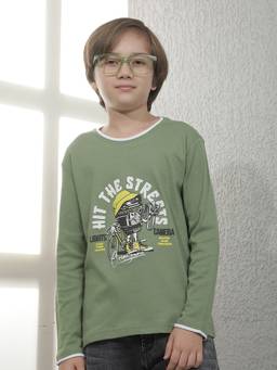CRIMSOUNE CLUB - Boys Green Cotton T-Shirt