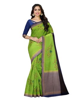 Mimosa - Green Floral Embellished Saree With Unstitched Blouse