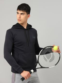 Technosport - Men Black Solid Hoodie