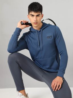 Technosport - Men Teal Solid Hoodie